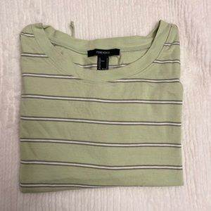 forever 21 | crop top, green striped | M